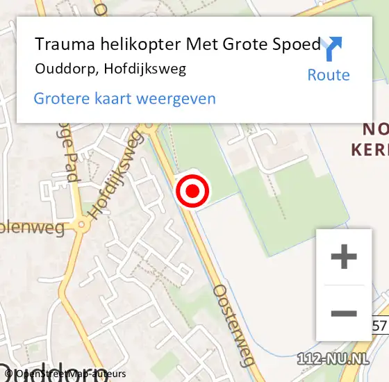 Locatie op kaart van de 112 melding: Trauma helikopter Met Grote Spoed Naar Ouddorp, Hofdijksweg op 3 november 2021 11:54