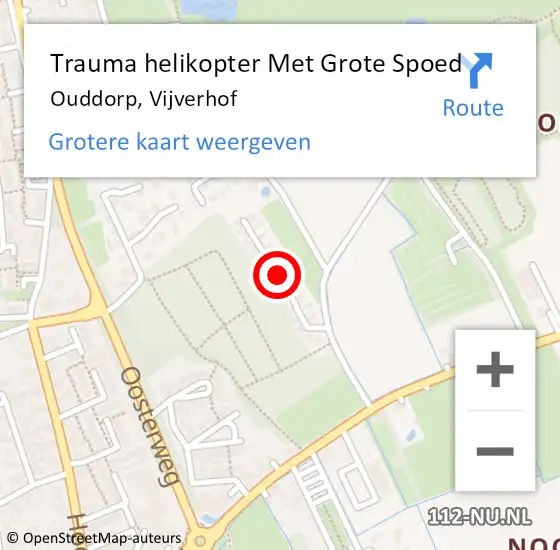 Locatie op kaart van de 112 melding: Trauma helikopter Met Grote Spoed Naar Ouddorp, Vijverhof op 3 november 2021 11:54