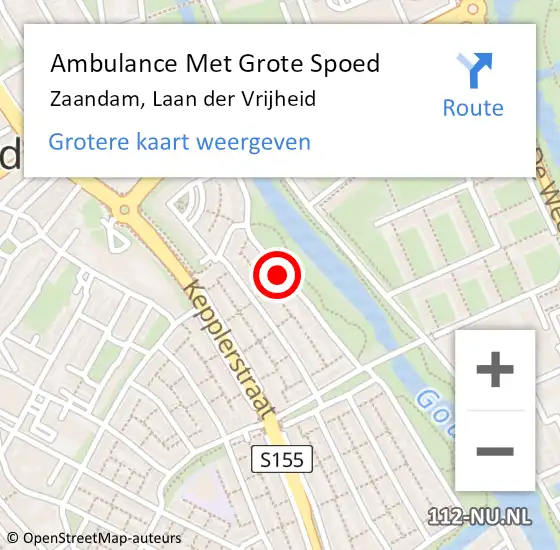 Locatie op kaart van de 112 melding: Ambulance Met Grote Spoed Naar Zaandam, Laan der Vrijheid op 3 november 2021 12:01