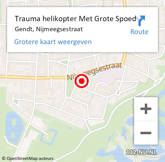 Locatie op kaart van de 112 melding: Trauma helikopter Met Grote Spoed Naar Gendt, Nijmeegsestraat op 3 november 2021 12:43