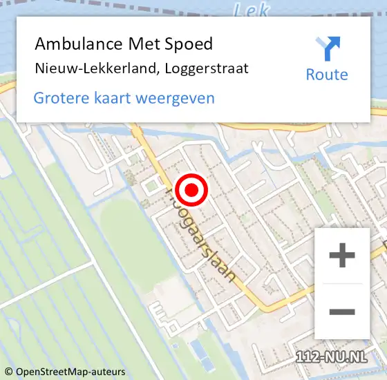 Locatie op kaart van de 112 melding: Ambulance Met Spoed Naar Nieuw-Lekkerland, Loggerstraat op 3 november 2021 12:44