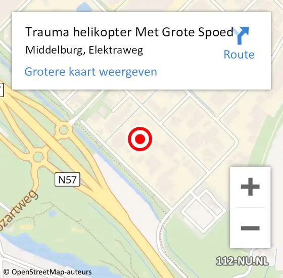 Locatie op kaart van de 112 melding: Trauma helikopter Met Grote Spoed Naar Middelburg, Elektraweg op 3 november 2021 12:48