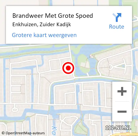 Locatie op kaart van de 112 melding: Brandweer Met Grote Spoed Naar Enkhuizen, Zuider Kadijk op 3 november 2021 13:40