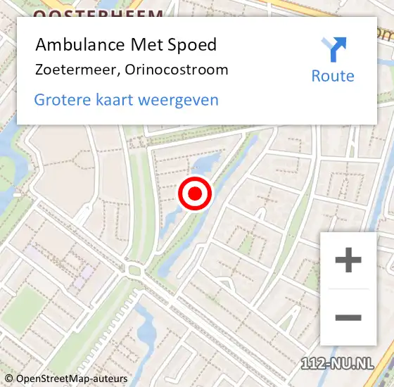 Locatie op kaart van de 112 melding: Ambulance Met Spoed Naar Zoetermeer, Orinocostroom op 3 november 2021 13:43