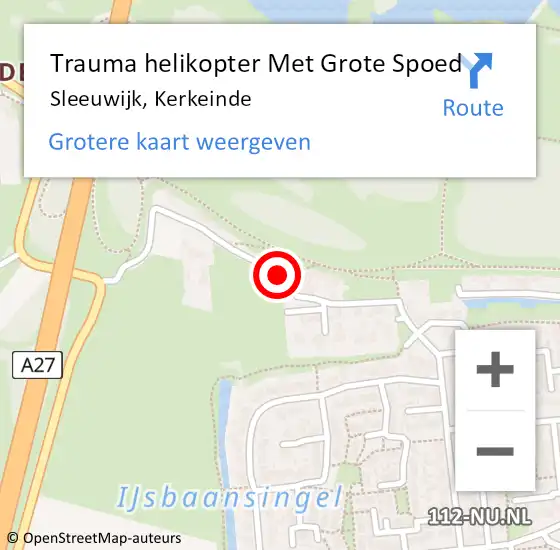 Locatie op kaart van de 112 melding: Trauma helikopter Met Grote Spoed Naar Sleeuwijk, Kerkeinde op 3 november 2021 14:01