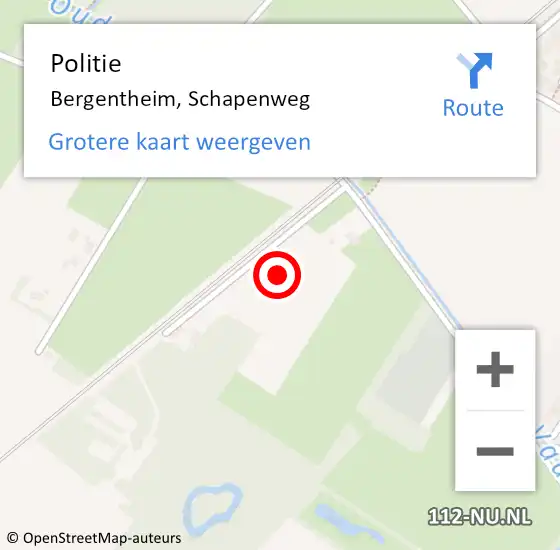 Locatie op kaart van de 112 melding: Politie Bergentheim, Schapenweg op 3 november 2021 14:14