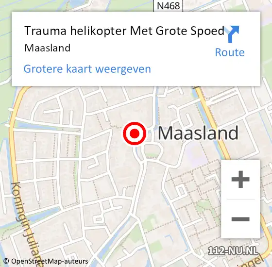 Locatie op kaart van de 112 melding: Trauma helikopter Met Grote Spoed Naar Maasland op 3 november 2021 14:36