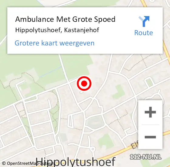 Locatie op kaart van de 112 melding: Ambulance Met Grote Spoed Naar Hippolytushoef, Kastanjehof op 3 november 2021 14:51