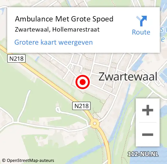 Locatie op kaart van de 112 melding: Ambulance Met Grote Spoed Naar Zwartewaal, Hollemarestraat op 3 november 2021 15:03