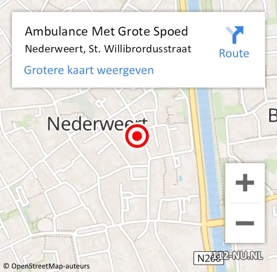 Locatie op kaart van de 112 melding: Ambulance Met Grote Spoed Naar Nederweert, St. Willibrordusstraat op 3 november 2021 15:10