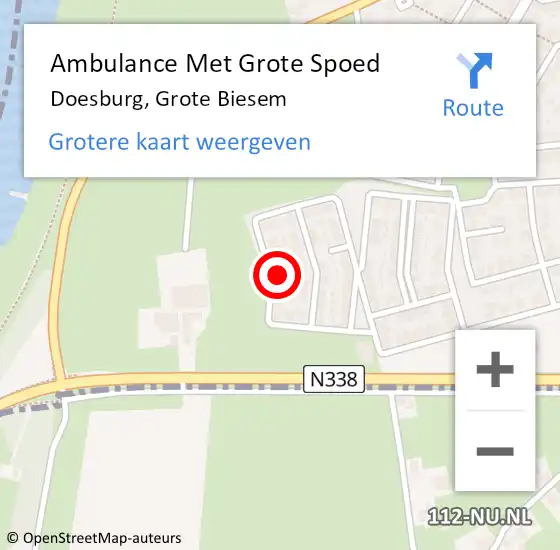 Locatie op kaart van de 112 melding: Ambulance Met Grote Spoed Naar Doesburg, Grote Biesem op 3 november 2021 15:30