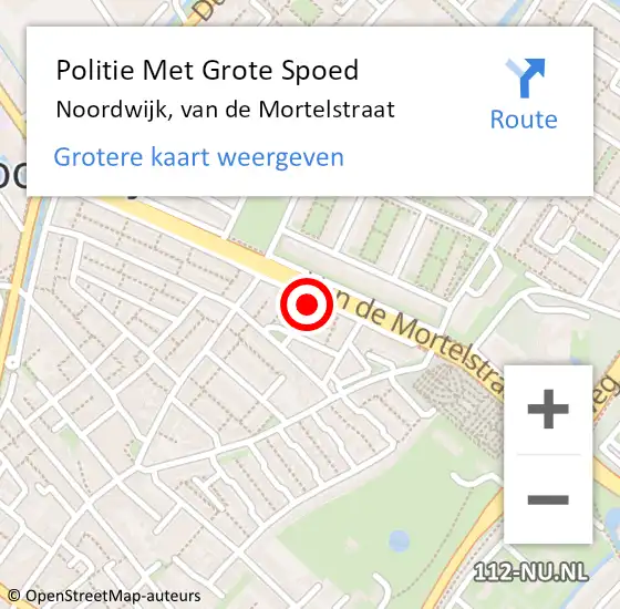 Locatie op kaart van de 112 melding: Politie Met Grote Spoed Naar Noordwijk, van de Mortelstraat op 3 november 2021 15:34