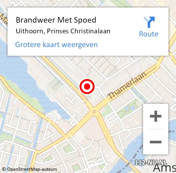 Locatie op kaart van de 112 melding: Brandweer Met Spoed Naar Uithoorn, Prinses Christinalaan op 3 november 2021 15:46