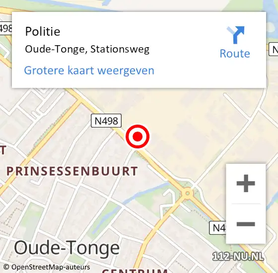 Locatie op kaart van de 112 melding: Politie Oude-Tonge, Stationsweg op 3 november 2021 16:05