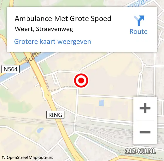 Locatie op kaart van de 112 melding: Ambulance Met Grote Spoed Naar Weert, Straevenweg op 3 november 2021 16:07