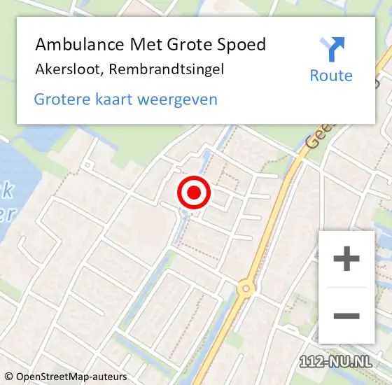 Locatie op kaart van de 112 melding: Ambulance Met Grote Spoed Naar Akersloot, Rembrandtsingel op 3 november 2021 16:09