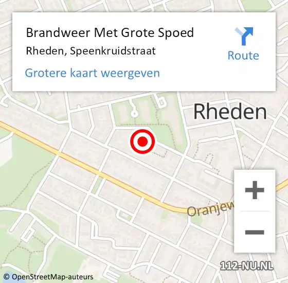 Locatie op kaart van de 112 melding: Brandweer Met Grote Spoed Naar Rheden, Speenkruidstraat op 3 november 2021 16:18