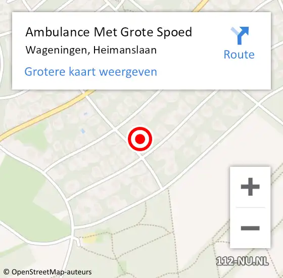 Locatie op kaart van de 112 melding: Ambulance Met Grote Spoed Naar Wageningen, Heimanslaan op 3 november 2021 16:19