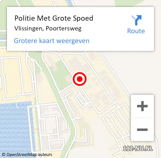 Locatie op kaart van de 112 melding: Politie Met Grote Spoed Naar Vlissingen, Poortersweg op 3 november 2021 16:25