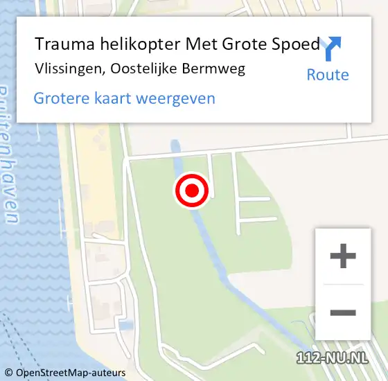 Locatie op kaart van de 112 melding: Trauma helikopter Met Grote Spoed Naar Vlissingen, Oostelijke Bermweg op 3 november 2021 16:25