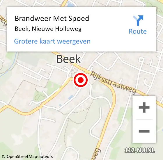 Locatie op kaart van de 112 melding: Brandweer Met Spoed Naar Beek, Nieuwe Holleweg op 3 november 2021 16:32
