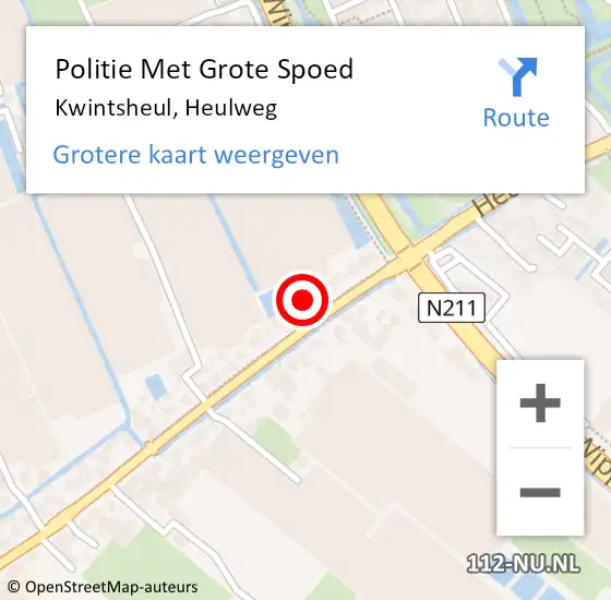 Locatie op kaart van de 112 melding: Politie Met Grote Spoed Naar Kwintsheul, Heulweg op 3 november 2021 16:52