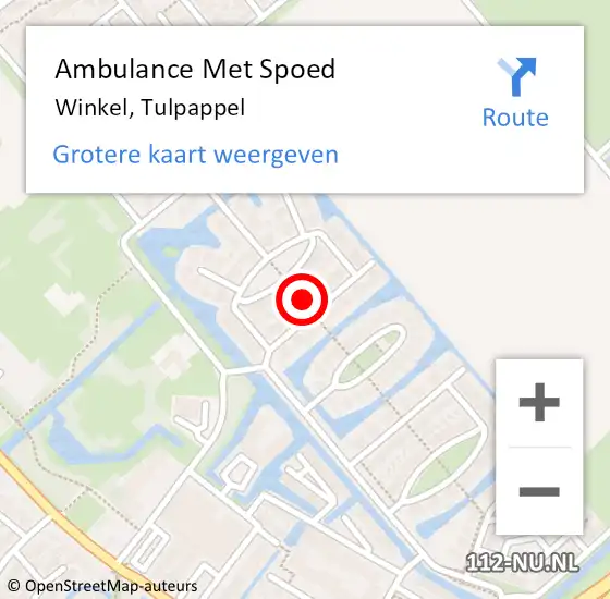 Locatie op kaart van de 112 melding: Ambulance Met Spoed Naar Winkel, Tulpappel op 3 november 2021 16:54