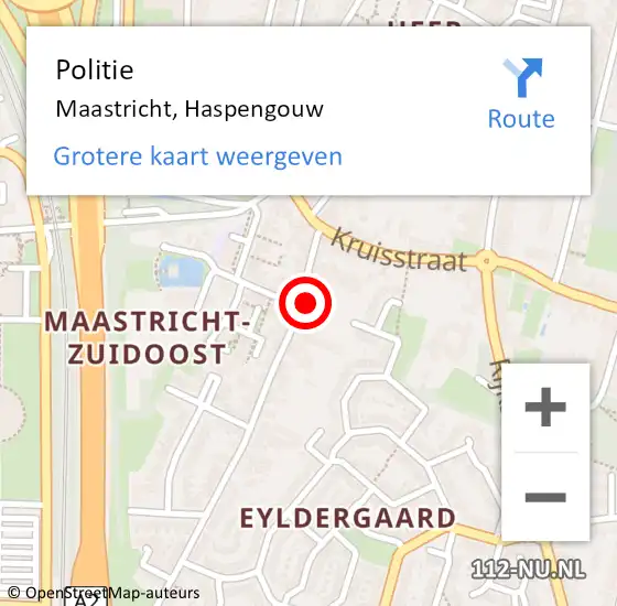 Locatie op kaart van de 112 melding: Politie Maastricht, Haspengouw op 3 november 2021 17:02