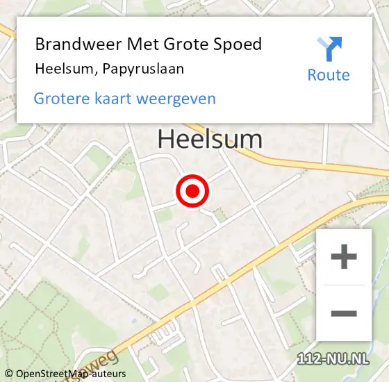 Locatie op kaart van de 112 melding: Brandweer Met Grote Spoed Naar Heelsum, Papyruslaan op 3 november 2021 17:08