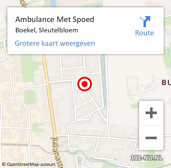 Locatie op kaart van de 112 melding: Ambulance Met Spoed Naar Boekel, Sleutelbloem op 28 juni 2014 03:57