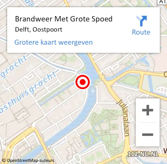 Locatie op kaart van de 112 melding: Brandweer Met Grote Spoed Naar Delft, Oostpoort op 3 november 2021 17:36