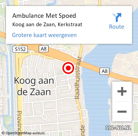 Locatie op kaart van de 112 melding: Ambulance Met Spoed Naar Koog aan de Zaan, Kerkstraat op 3 november 2021 17:37