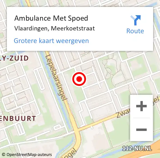 Locatie op kaart van de 112 melding: Ambulance Met Spoed Naar Vlaardingen, Meerkoetstraat op 3 november 2021 17:38