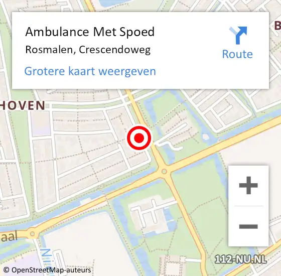 Locatie op kaart van de 112 melding: Ambulance Met Spoed Naar Rosmalen, Crescendoweg op 28 juni 2014 04:09