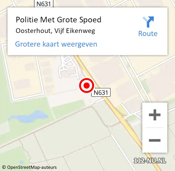 Locatie op kaart van de 112 melding: Politie Met Grote Spoed Naar Oosterhout, Vijf Eikenweg op 3 november 2021 17:48