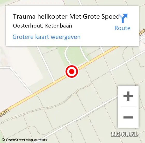 Locatie op kaart van de 112 melding: Trauma helikopter Met Grote Spoed Naar Oosterhout, Ketenbaan op 3 november 2021 17:49