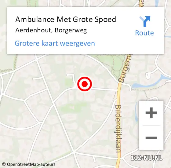 Locatie op kaart van de 112 melding: Ambulance Met Grote Spoed Naar Aerdenhout, Borgerweg op 3 november 2021 17:51