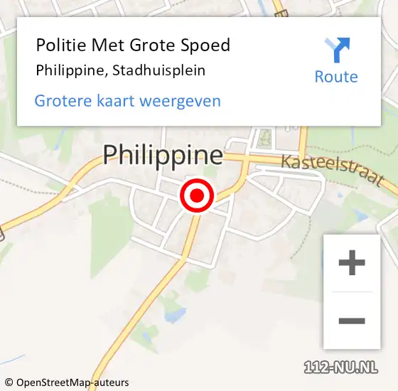 Locatie op kaart van de 112 melding: Politie Met Grote Spoed Naar Philippine, Stadhuisplein op 3 november 2021 18:00