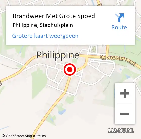 Locatie op kaart van de 112 melding: Brandweer Met Grote Spoed Naar Philippine, Stadhuisplein op 3 november 2021 18:00