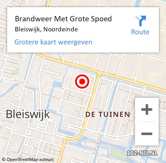 Locatie op kaart van de 112 melding: Brandweer Met Grote Spoed Naar Bleiswijk, Noordeinde op 3 november 2021 18:07