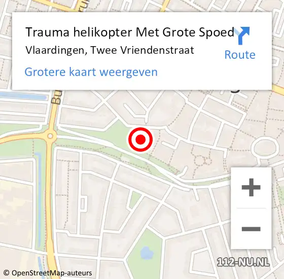 Locatie op kaart van de 112 melding: Trauma helikopter Met Grote Spoed Naar Vlaardingen, Twee Vriendenstraat op 3 november 2021 18:08