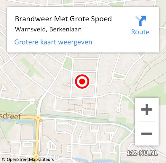 Locatie op kaart van de 112 melding: Brandweer Met Grote Spoed Naar Warnsveld, Berkenlaan op 3 november 2021 18:24