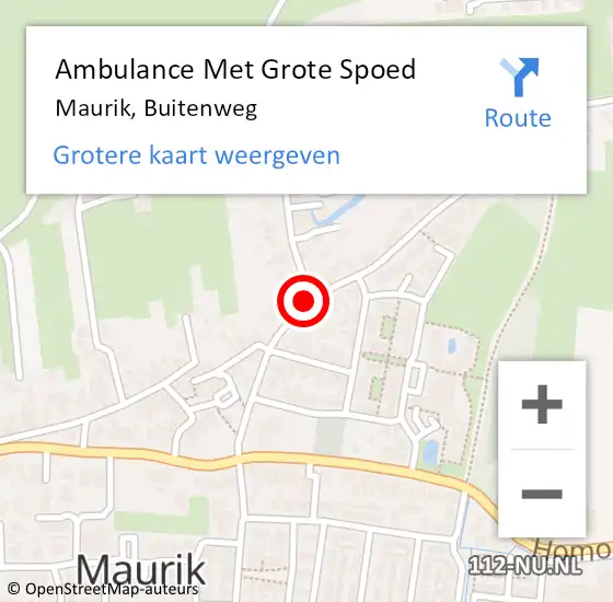 Locatie op kaart van de 112 melding: Ambulance Met Grote Spoed Naar Maurik, Buitenweg op 3 november 2021 18:40
