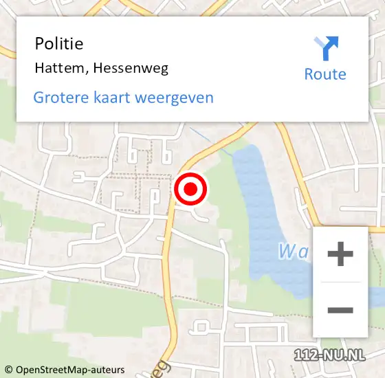 Locatie op kaart van de 112 melding: Politie Hattem, Hessenweg op 3 november 2021 18:42