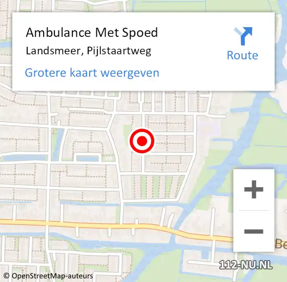 Locatie op kaart van de 112 melding: Ambulance Met Spoed Naar Landsmeer, Pijlstaartweg op 3 november 2021 18:48