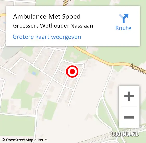 Locatie op kaart van de 112 melding: Ambulance Met Spoed Naar Groessen, Wethouder Nasslaan op 3 november 2021 18:55