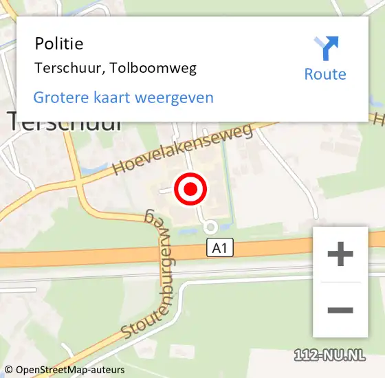 Locatie op kaart van de 112 melding: Politie Terschuur, Tolboomweg op 3 november 2021 19:04