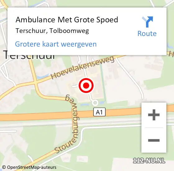 Locatie op kaart van de 112 melding: Ambulance Met Grote Spoed Naar Terschuur, Tolboomweg op 3 november 2021 19:05