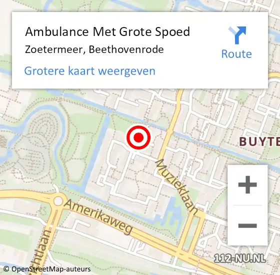 Locatie op kaart van de 112 melding: Ambulance Met Grote Spoed Naar Zoetermeer, Beethovenrode op 3 november 2021 19:13