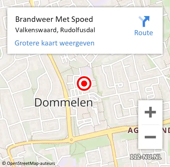 Locatie op kaart van de 112 melding: Brandweer Met Spoed Naar Valkenswaard, Rudolfusdal op 3 november 2021 19:17